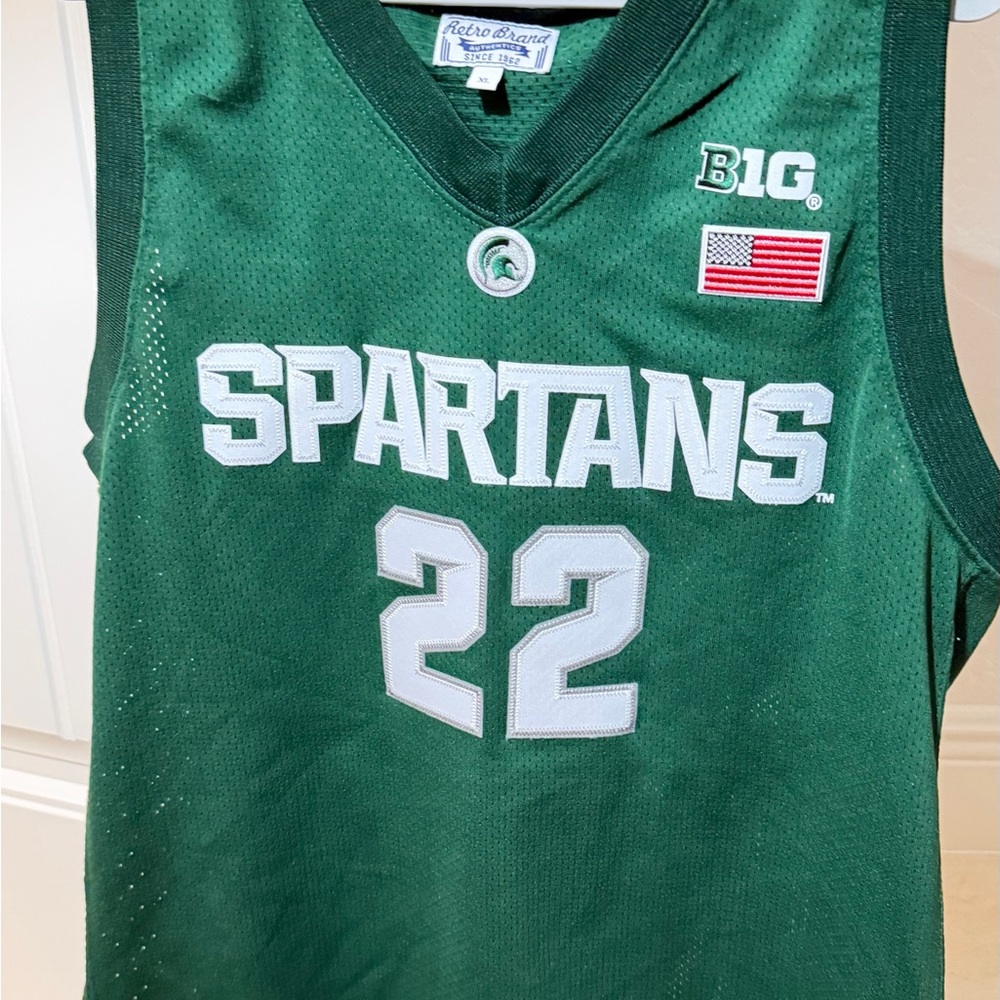 Original Retro Brand Green Spartans #22 Basketball Jersey